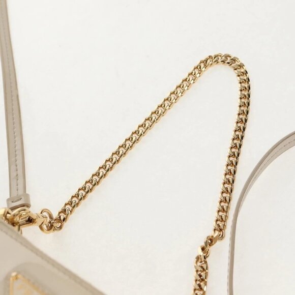 PRADA Triangle Mini Pouch Enamel 2way Ivory Gold 1NR015 Auth 147726M - Picture 8 of 16